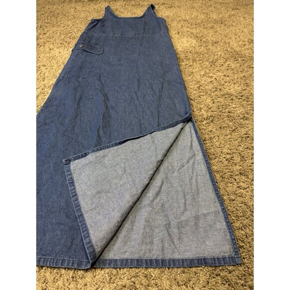 Vintage Denim Long Maxi Dress Sleeveless Cottagecore Prairie USA Made SMALL - Picture 3 of 6